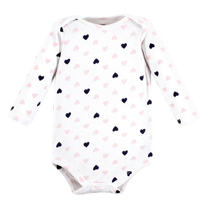 Hudson Baby unisex-baby Bodis de algodón de manga larga, Girl Daddy Pink Navy, 12-18 meses