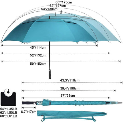 G4Free 54/62/68 Inch Extra Large Windproof Golf Umbrella UV Protection Automatic Open Double Canopy Vented Sun Rain Umbrella Oversize Stick Umbrellas