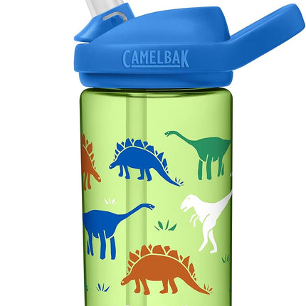 Botella de agua CamelBak eddy+ de 14 oz para niños con Tritan Renew – Tapa con popote, a prueba de fugas cuando está cerrada, Dinorama