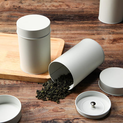 Zopeal 10 Pack Metal Tea Tin Canisters, Loose Leaf Tea Storage, White