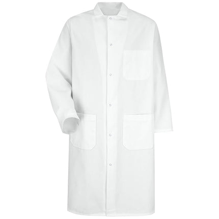 Red Kap Men's White Gripper-Front Butcher Frock - - Large