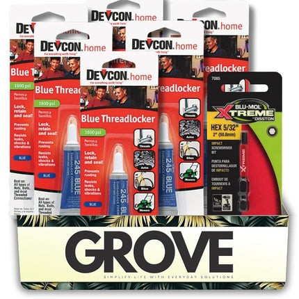 6X Devcon Medium Strength Blue Thread Locker Gel 0.2 oz Bundle with Blu-MOL Xtreme Hex 5/32 in. x 2 in. Screwdriver Bit – Thread Lock That Seals & Prevents Vibration Loosening – Gift Set (7 Items)