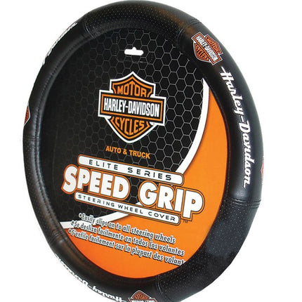 Plasticolor 006733R01 Harley-Davidson Elite Bar & Shield Speed Grip Funda para Volante de Coche, Camioneta o SUV, Color Negro