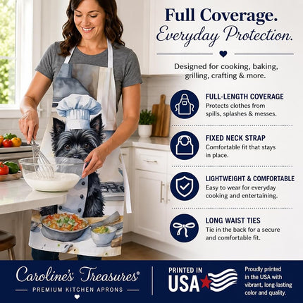 Caroline's Treasures Tablier de cuisine Cairn Terrier The Chef pour femme, homme, unisexe, grande taille, multicolore