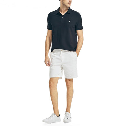 Nautica Men's Classic Short Sleeve Solid Performance Deck Polo Shirt, True Black, Medium