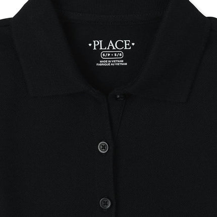 The Children's Place girls Short Sleeve Picque Polo Dress, Black Standard, Large US