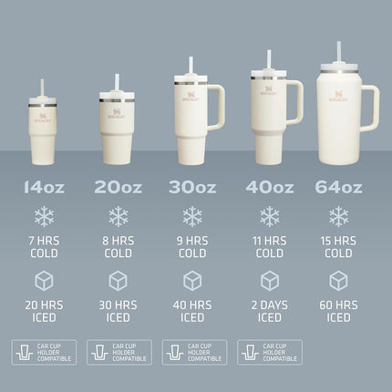 Vaso térmico STANLEY Quencher H2.0 FlowState de acero inoxidable con tapa y pajita para agua, té helado o café, batidos y más, Cuarzo Rosa 2.0, 414 ml