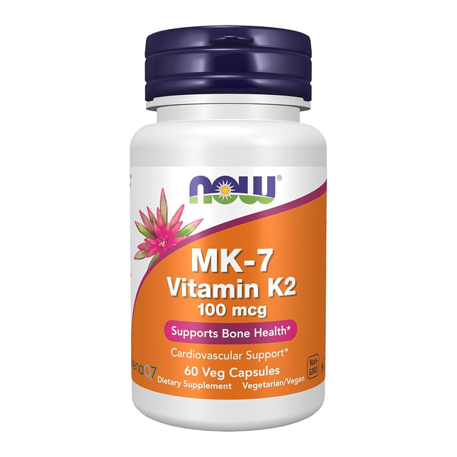 NOW Foods Mk-7 Vitamin K-2 100 Mcg Veg Capsules, 6