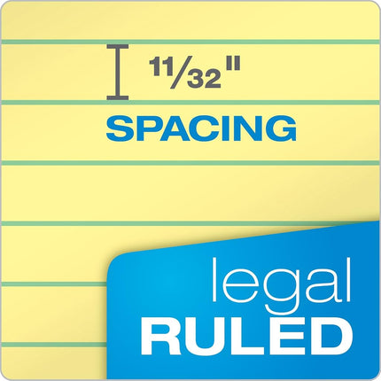 Tops The Legal Pad Legal Pad, 8-1/2 x 14 Inches, Perforated, Canary, Legal/Wide Rule, 50 Sheets/Pad, 12 Pads/Pack (7572)
