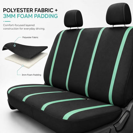 FH Group Car Seat Covers Rear Set Cloth - Car Seat Covers with Removable Headrest,Universal Fit,Automotive SeatCovers,Washable Car SeatCover for SUV,Sedan,Van Mint