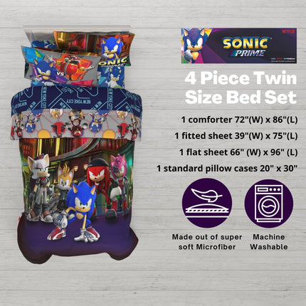 Franco Comforter and Sheet Set, Microfiber, Sonic Prime, 4 Piece Twin Size