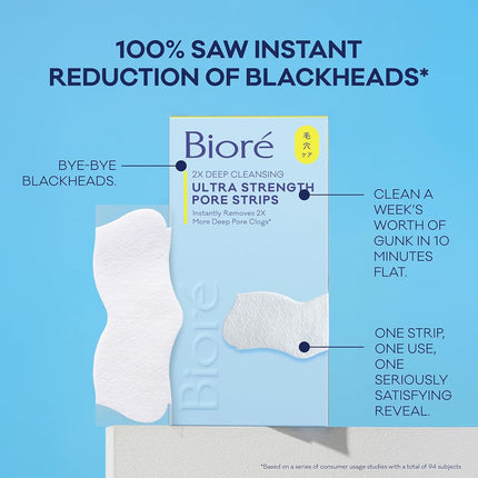 Bioré Witch Hazel Ultra Cleansing Pore Strips, 18 Nose Strips, Clears Pores up to 2x More than Original Pore Strips, features C-Bond Technology, Oil-Free, Non-Comedogenic Use