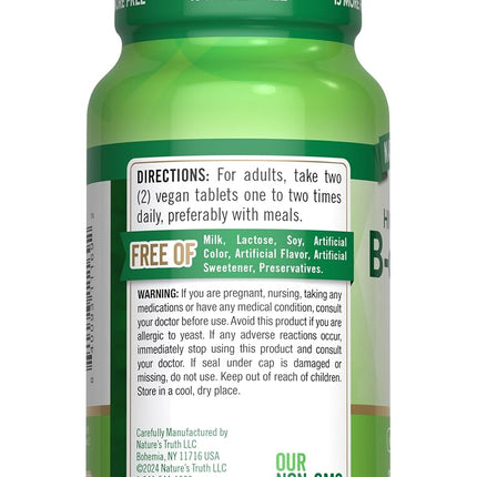 Vitamin B Complex | Plus B12 | 165 Tablets | Vegetarian, Non-GMO & Gluten Free | by Nature's Truth