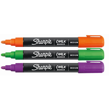 Rotulador de Tiza Borrable en Húmedo Sharpie 3/Paq-Secundario - Verde, Naranja y Violeta