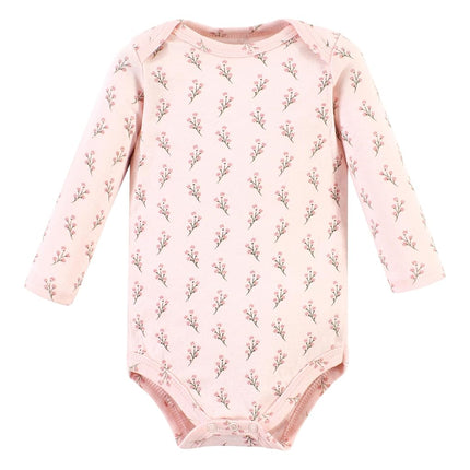 Hudson Baby Unisex Baby Cotton Long-Sleeve Bodysuits, Soft Painted Floral, Preemie, Soft Painted Floral, Preemie