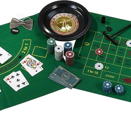 Talking Tables Casino Night Kit Poker, Blackjack, Roulette-Gambling Set for Adults, Gifts for Him | Contains Game Mat, Chips, Money, Balls, Playing Cards, Paper, Plastic, GAMECASINO