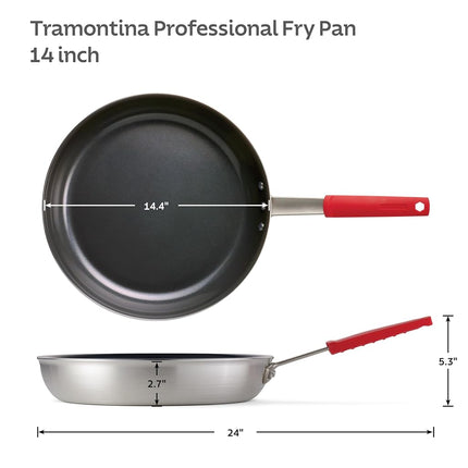 Tramontina Ceramic Nonstick Restaraunt Fry Pan, 14 Inch, Black, Professional Series, Dishwasher and Oven Safe, 80114/062DS
