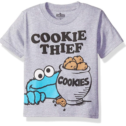 Sesame Street Little Boys' Toddler Short Sleeve T-Shirt, Gray, 3T
