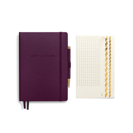 LEUCHTTURM1917 The Official Bullet Journal Edition 2 - Notebook Built for BuJo, Medium A5 204 Pages of 120gsm Paper, with Bujo Pocket Guide (Purple26)