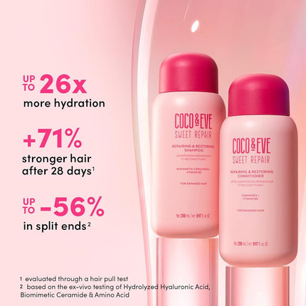 Coco & Eve Repair & Restore Shampoo & Conditioner Bundle. Hydrating & Strengthening Set for Damaged, Color Treated Hair. Deeply Nourish, Reduce Split Ends & Breakage for Healthy Hair. (560 ml)