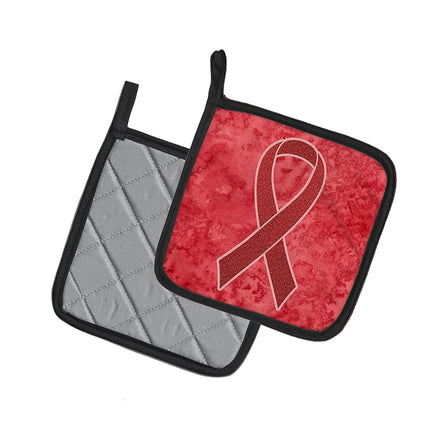 Caroline's Treasures Red Ribbon For Aids Awareness Pair of Pot Holders, 7.5HX7.5W, Multicolor