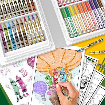 Ensemble de coloriage Crayola avec mallette d'art rouge édition limitée, crayons de couleur édition limitée, plus de 50 pièces, cadeaux pour enfants