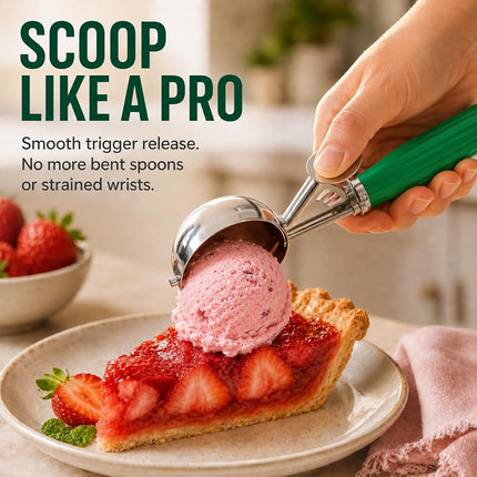 Cookie Scoop Set, Ice Cream Scoop Set, 3 PCS Ice Cream Scoops Trigger Include Large Medium Small Size Cookie Scoop, Polishing Stainless Steel 18/8 Melon Scooper - Elegant Package