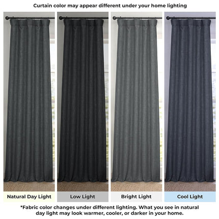 HPD Half Price Drapes Faux Linen Room Darkening Curtains - 84 Inches Long Luxury Linen Curtains for Bedroom & Living Room (1 Panel), 50W X 84L, Dark Gravel