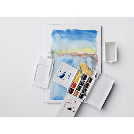 Winsor & Newton 190685 Artist's Water Colour Field Box Drawing Set with Half Pan - Pack of 12