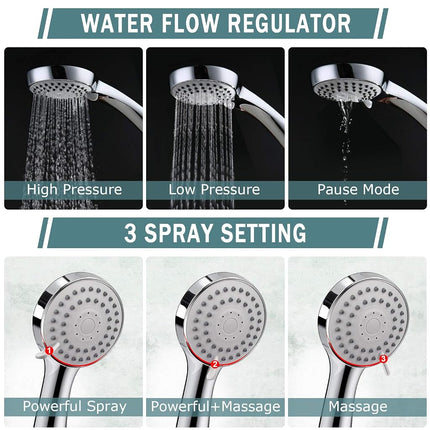 Pommeau de Douche Filtrant Taiker, Tête de Douche Pluie Haute Pression/Combo Douchette Filtrante, Luxe Moderne Chromé avec Tuyau Anti-fuite de 152 cm et Support (Argent)