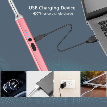 MEIRUBY Electric Arc Lighter USB Rechargeable Candle Camping BBQ Christmas Stocking Stuffers Gifts for Men Women Rose Gold