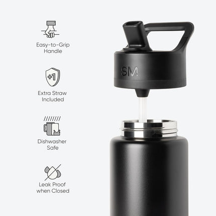 Simple Modern Water Bottle with Straw Lid Vacuum Insulated Stainless Steel Metal Bottles | Reusable Leak Proof BPA-Free Flask for Gym, Travel, Sports | Summit Collection | 22oz, Lavender Mist
