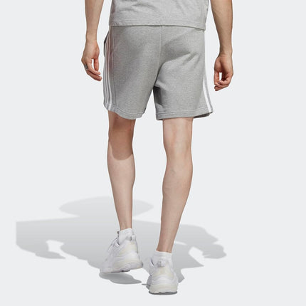 adidas Men's Essentials 3-Stripes Fleece Shorts, Medium Grey Heather, Small Tall
