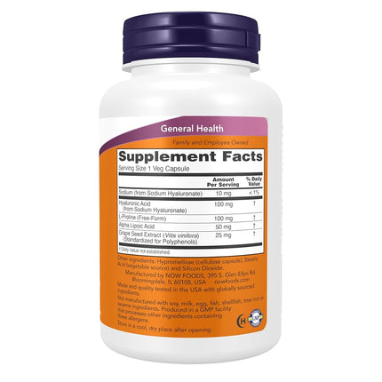 NOW Hyaluronic Acid 100mg,120 Veg Capsules