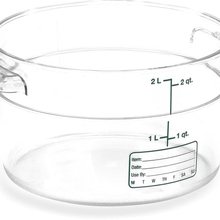 Carlisle FoodService Products Storplus Plastic Round Food Container, Storage Container with Stackable Design for Storage, 2 Quart, Clear