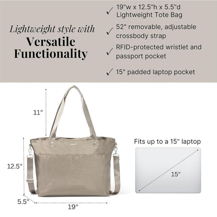 Baggallini Carryall Laptop Tote, Sterling Shimmer, One Size