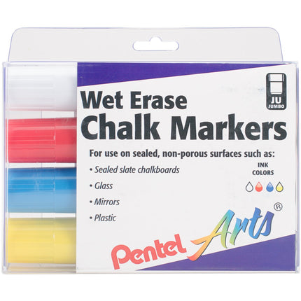 Pentel SMW56PC4M Jumbo Tip Wet Erase Markers, Mult