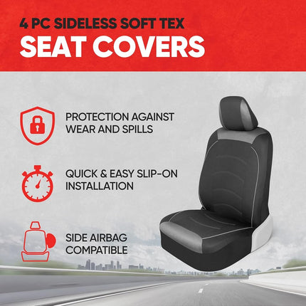 Motor Trend Black Cloth Car Seat Covers for Front Seats – Premium Automotive Bucket Seat Covers, Made for Vehicles with Removable Headrests, Interior Covers for Car Truck Van SUV
