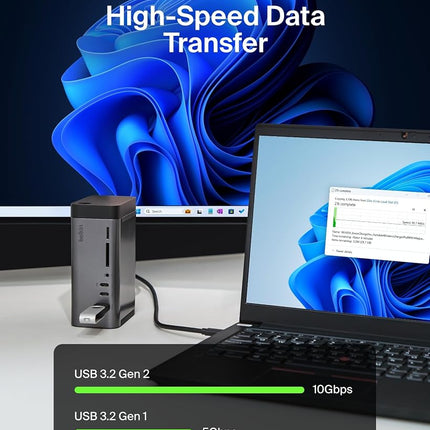 Belkin USB-C Hub, 11-in-1 Pro GaN Dock 150W, Multi-Port Docking Station w/USB-C, USB-A, Ethernet, SD, MicroSD, 3.5mm Port, 4K HDMI Ports for Triple Monitor Display - Compatible w/MacBook Pro & More