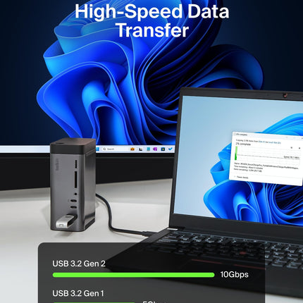 Concentrador USB-C de Belkin, Dock Pro GaN 11 en 1 de 150 W, estación de acoplamiento multipuerto con USB-C, USB-A, Ethernet, SD, MicroSD, puerto de 3,5 mm, puertos HDMI 4K para pantalla de triple monitor - Compatible con MacBook Pro y más