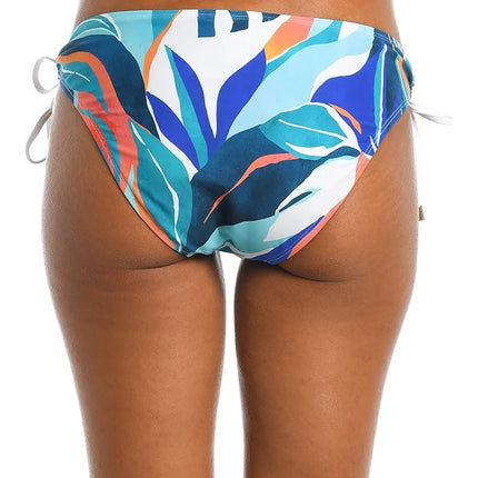 Parte de abajo de bikini de traje de baño hipster con lazo lateral para mujer La Blanca, azul hielo/palmas costeras, 20