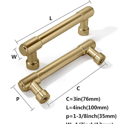 khtumeware 10 Pack Brushed Brass Cabinet Pulls 3 Inch(76MM) Hole Centers Kitchen Brushed Gold Cabinet Handles Cabinet Hardware Kitchen Handles for Cabinets Cupboard Handles Drawer Pulls