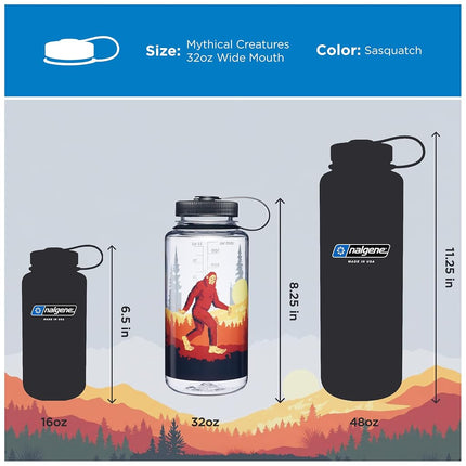 Nalgene 32 oz Wide Mouth Water Bottle | BPA-Free, Durable & Leak Proof, Lightweight Bottle for Hiking & Gym, Work & Travel, Sasquatch