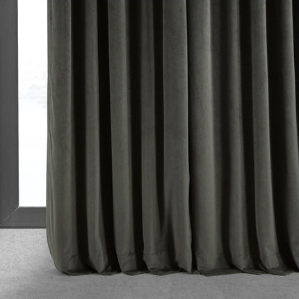 HPD Half Price Drapes Blackout Curtain Signature Velvet-Extra Wide VPCH-VET1220-84 (1 Panel), 100 X 84, Gunmetal Grey, Polyester Blend, 100 in x 84 in