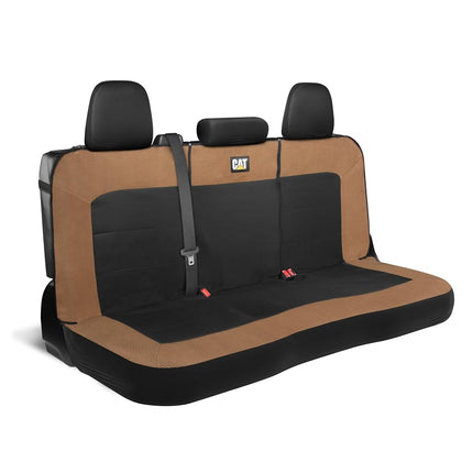 Cat MeshFlex Beige & Black Rear Seat Cover for Car – Durable Canvas & Mesh Design 60/40 Split Bench Protector for Cars, Trucks & SUVs – Back Seat Cover for Rear Bench – Interior Car Accessory