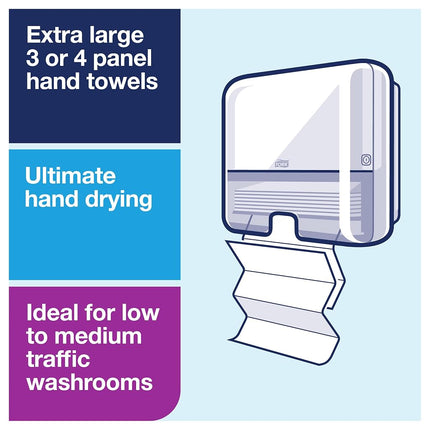 Tork Xpress Mini Multifold Hand Towel Dispenser White H2, One-at-a-Time Dispensing, Elevation Range, 553120