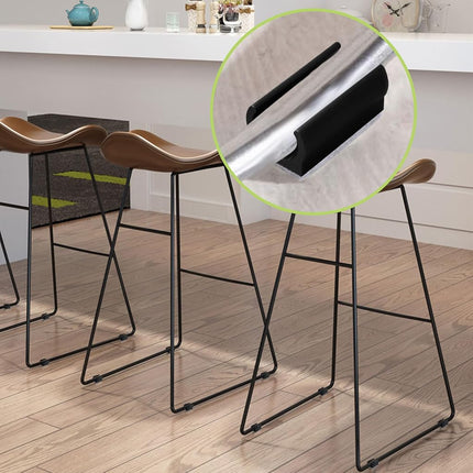 UFURMATE Chair Pads, 30Pcs Plastic Chair Leg Floor Protectors with Felt Pads, U Shaped Chair Tube Floor Protectors Non-Slip Rectangle Chair Legs Tips Caps for Round Sled Base Chair Leg (18mm, Black)
