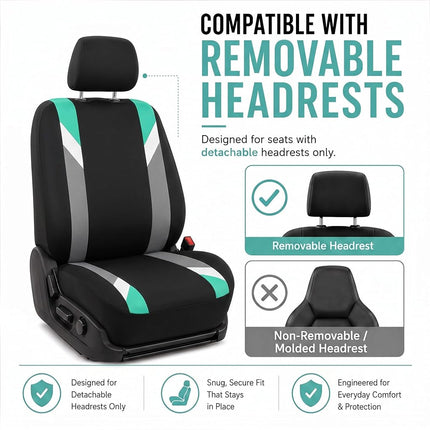 FH GROUP FB033MINT102 Modernistic Mint Bucket Seat Cover, Set of 2