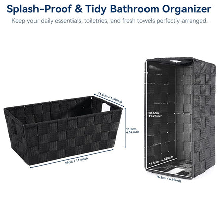 Whitmor 6581-2712-BLK Woven Strap Small Shelf Tote Black