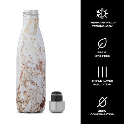 S'well CGEL-17-B17 Insulated Thermal Drinking Bottle, 500 ml, Calacatta Gold